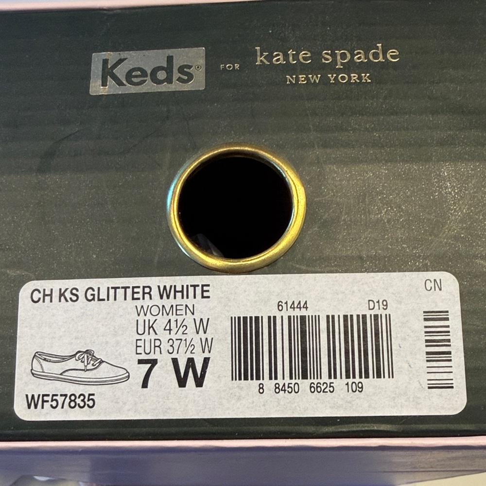 Kate Spade Keds Sparkling Glitter Silver Sneakers 7W wide - Picture 7 of 7